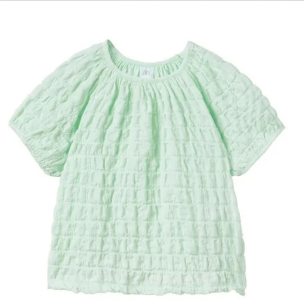 ZARA girls texture shirt Green Size 13-14 NWOT